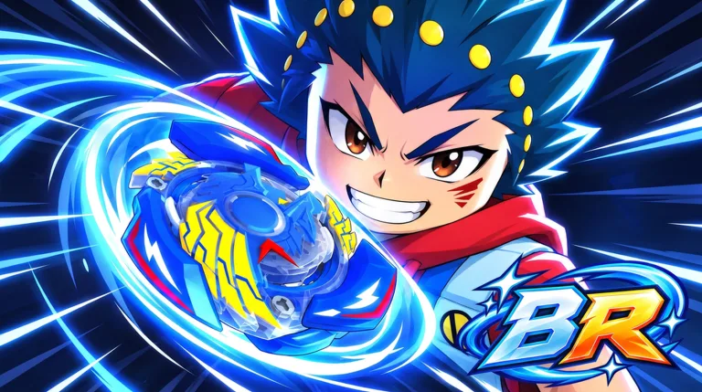 A blader launching a blue Attack-type Bey